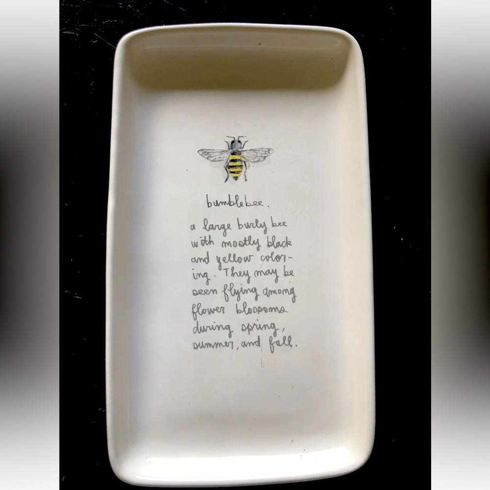 Rae Dunn Insect Collection Bumblebee Trinket Tray White Ceramic Mothers Day